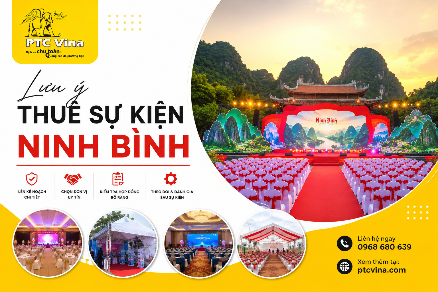 Lưu ý thuê sự kiện Ninh Bình: 5 rủi ro đắt giá cần tránh 2026